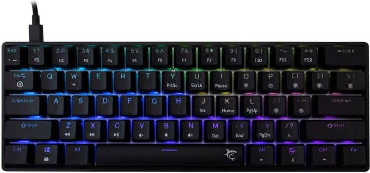 Клавиатура White Shark GK-004211 SHINOBI-2, механична, сини суичове, гейминг, RGB подсветка, черна, USB