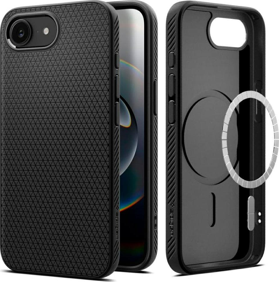 Удароустойчив силиконов (TPU) калъф с MagSafe за iPhone 16e (черен) - Spigen Liquid Air MagSafe Case