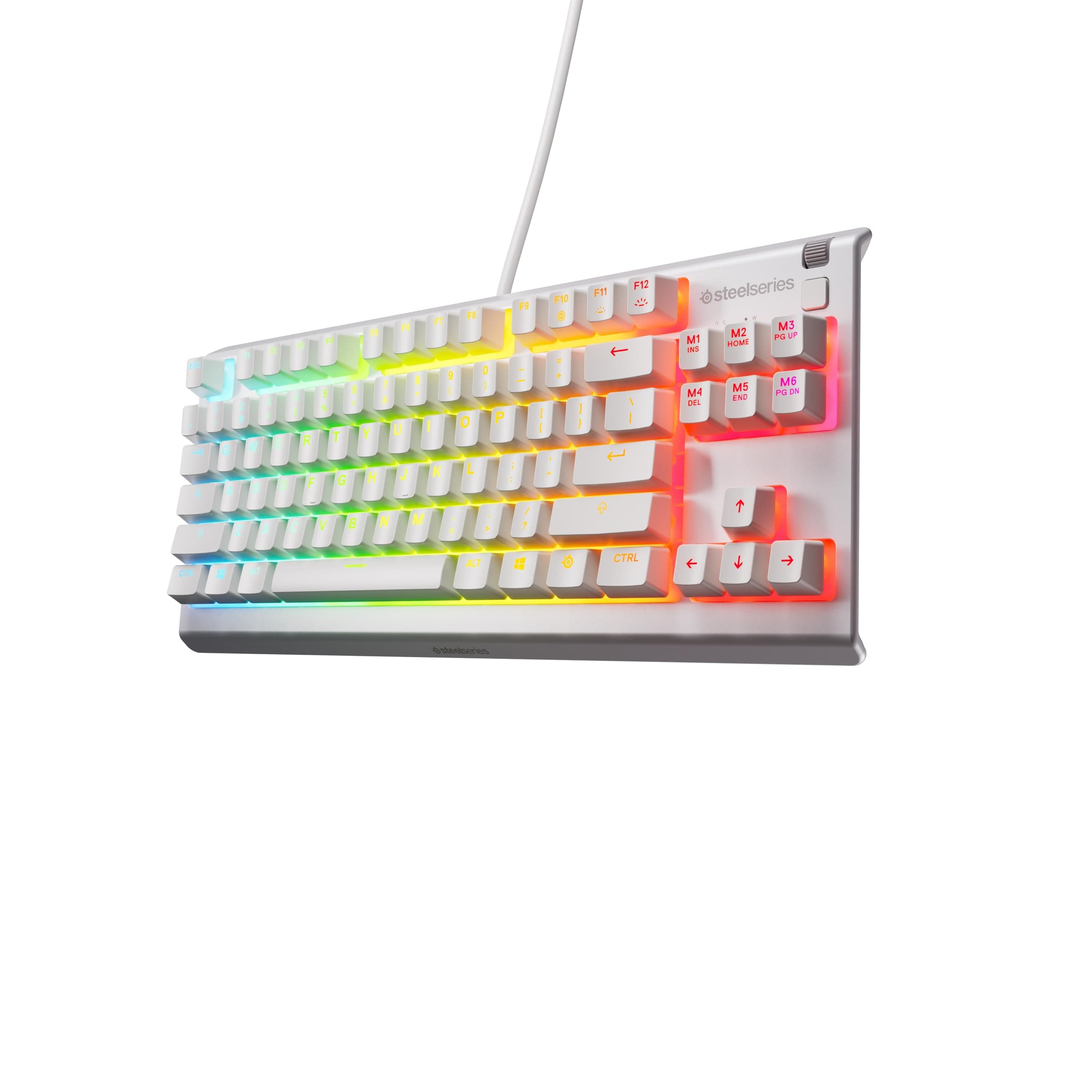 Клавиатура SteelSeries Apex 3 TKL, механична, гейминг, RGB подсветка, US подредба, бяла, USB
