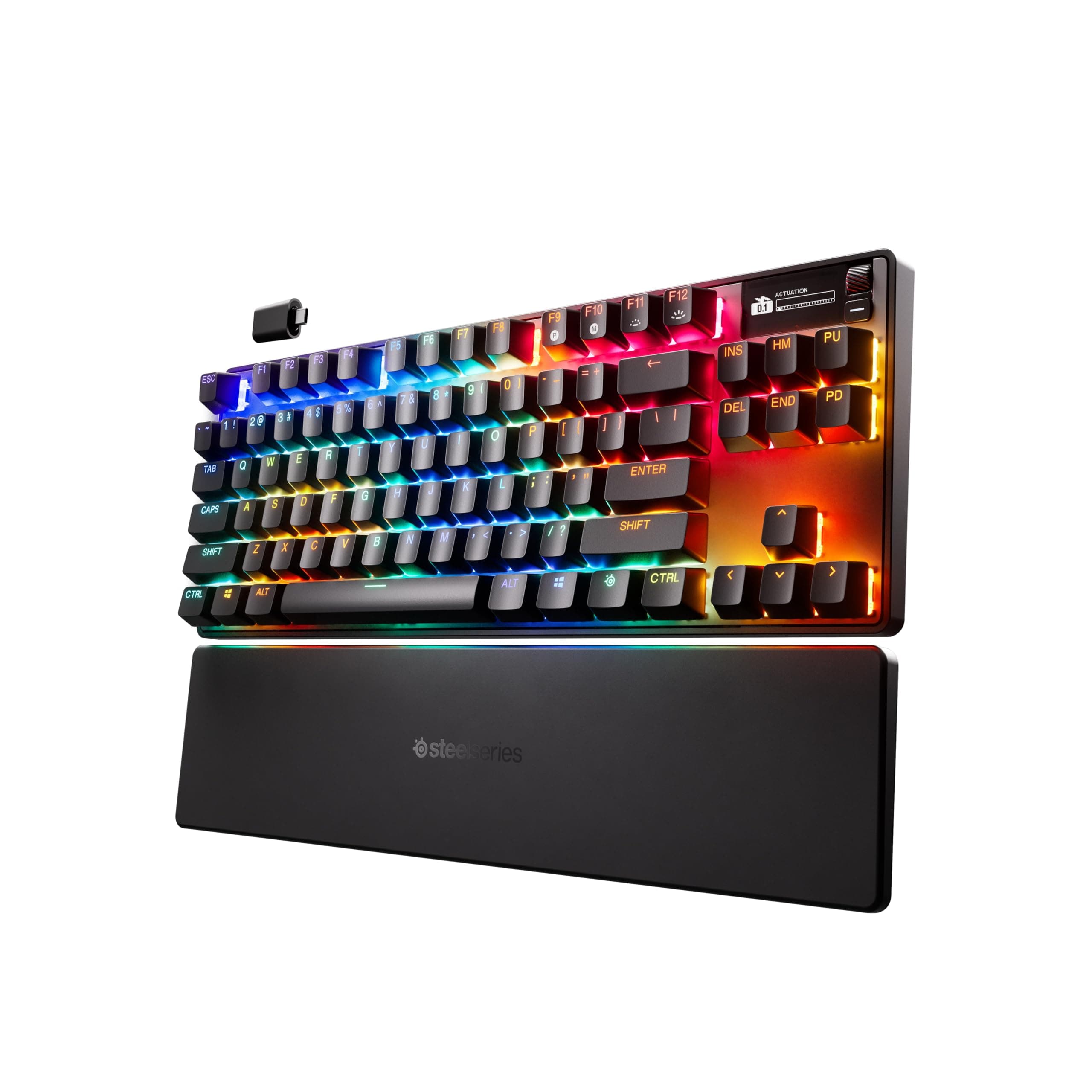 Клавиатура SteelSeries Apex Pro TKL Wireless Gen 3, жична/безжична, механична, OmniPoint 3.0 Adjustable HyperMagnetic суичове, гейминг, RGB подсветка, US подредба, черна, USB