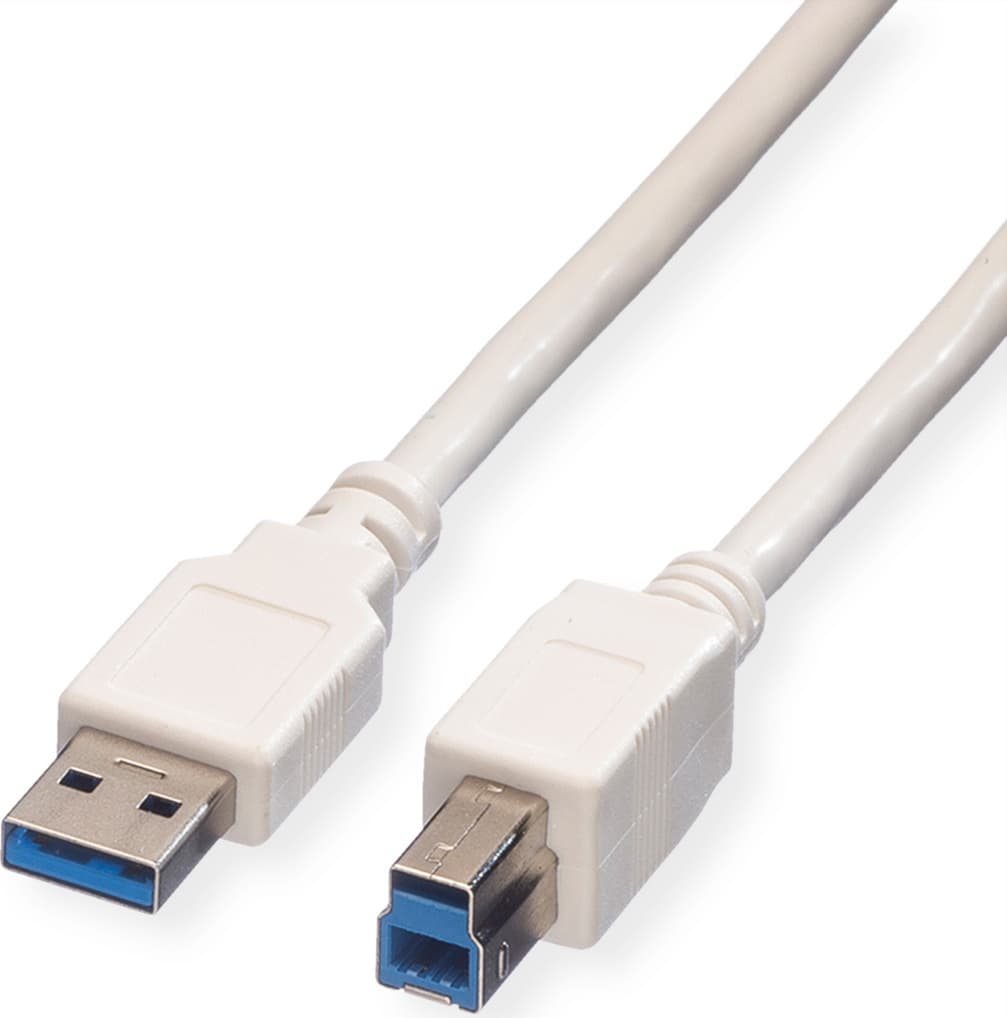 Кабел Roline 11.99.8871, USB 3.0 A(м) към USB 3.0 B(м), 3m, бял