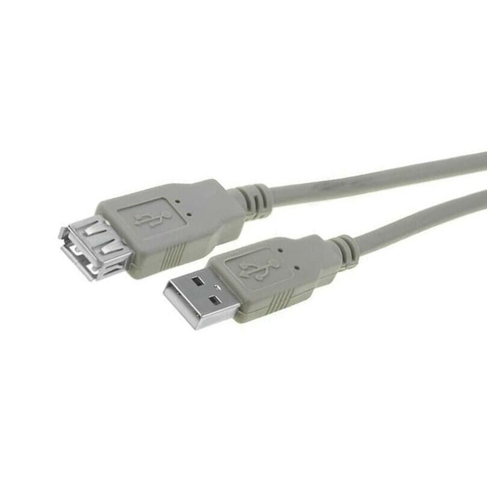 Кабел VCom CU202-1.5m, USB A(м) към USB А(ж), 1.5m, сив, никелирани конектори