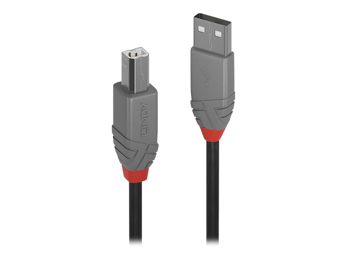 Кабел Lindy Anthra Line, от USB Type-A 2.0 (м) към USB Type-B 2.0 (м), 5.0 м, черен