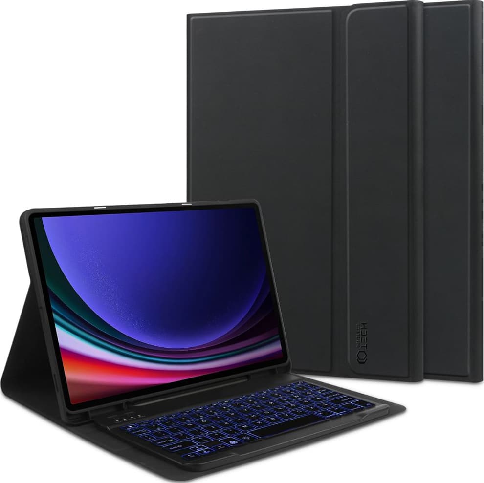Кожен калъф и безжична блутут клавиатура за Samsung Galaxy Tab S9 FE - Tech-Protect SmartCase Pen and Bluetooth Keyboard (черен)