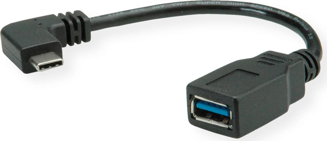 Адаптер Roline 11.02.9031, от USB C(м) към USB A(ж), 0.15 m, черен