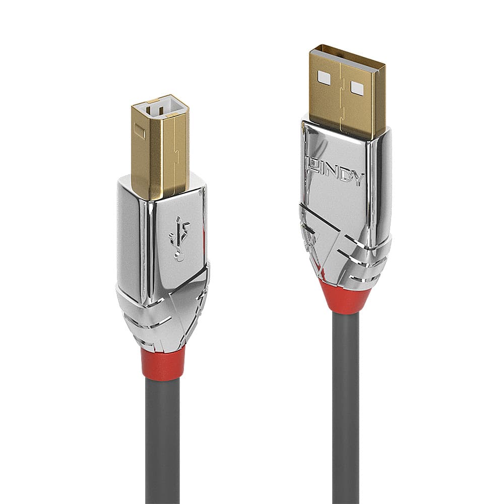 Кабел Lindy LNY-36642, от USB A(м) към USB B(м), 2m, сив
