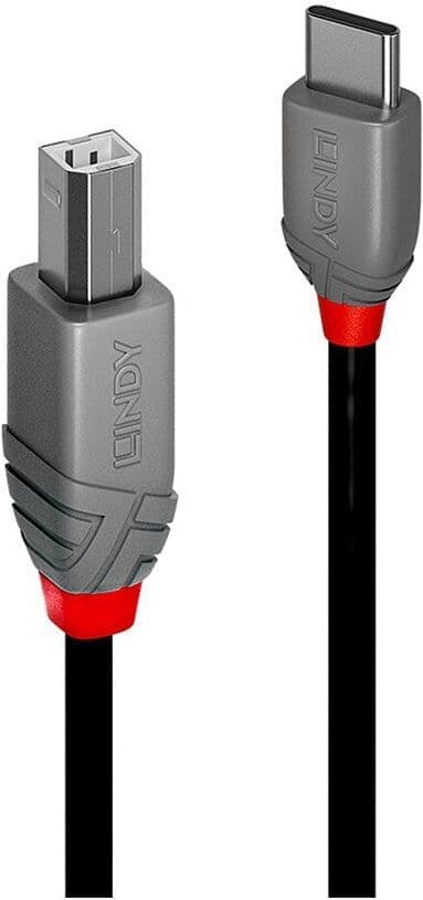 Кабел Lindy Anthra Line (LNY-36941), от USB-C(м) към USB-B(м), 1m, черен, 480Mbps