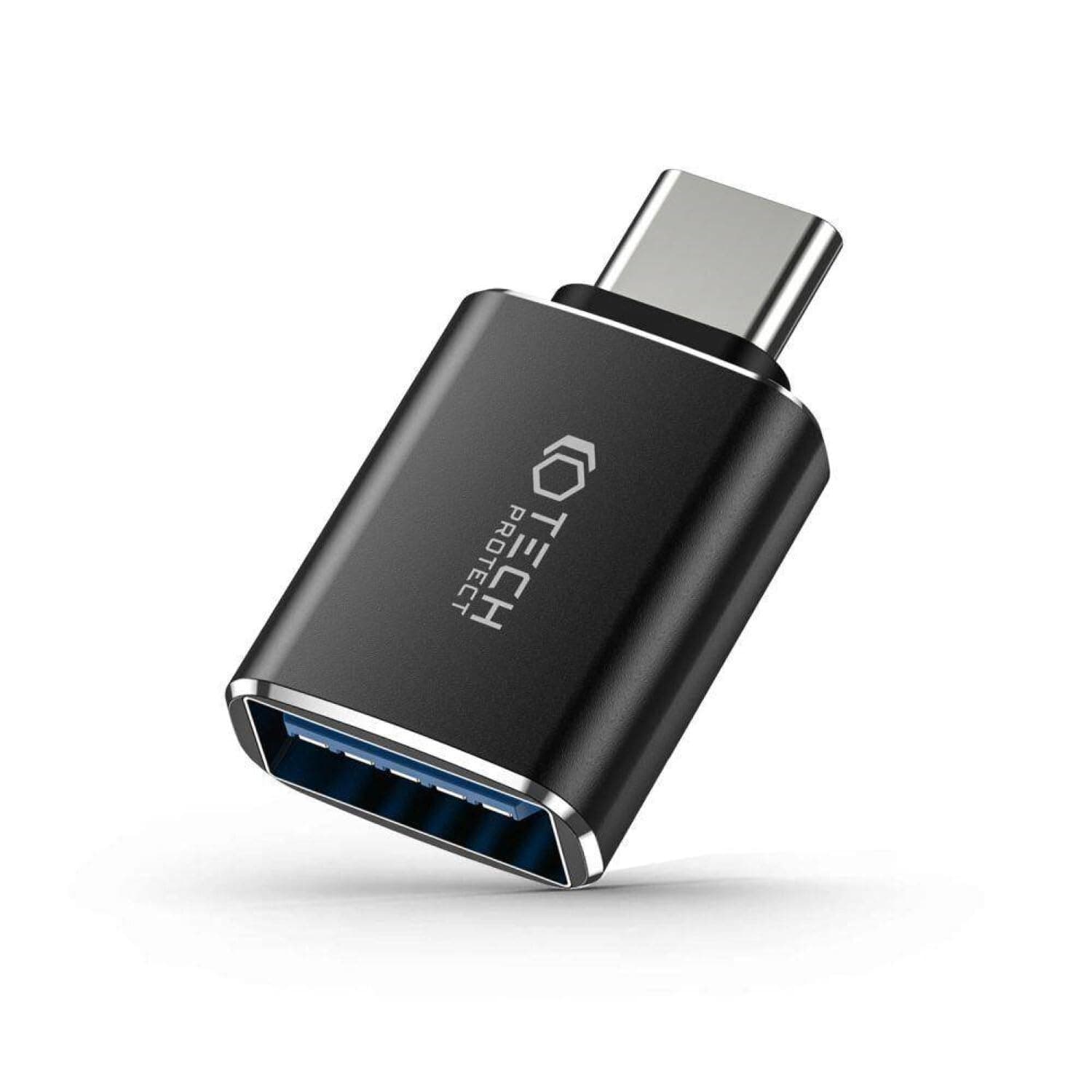 Преходник Tech-Protect THP1880, от USB C(м) към USB A(ж), черен