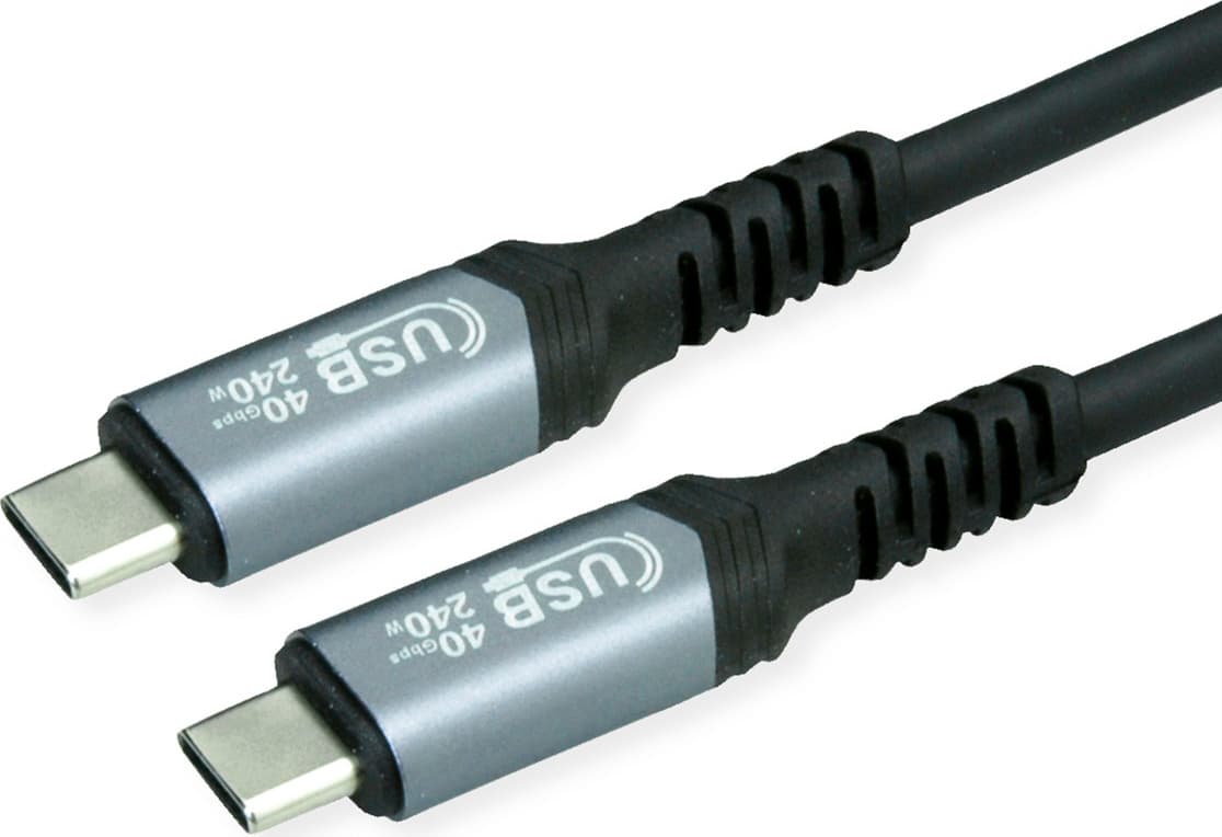 Кабел Roline 11.99.9088, от USB C(м) към USB C(м), 0.5m, 240W, черен