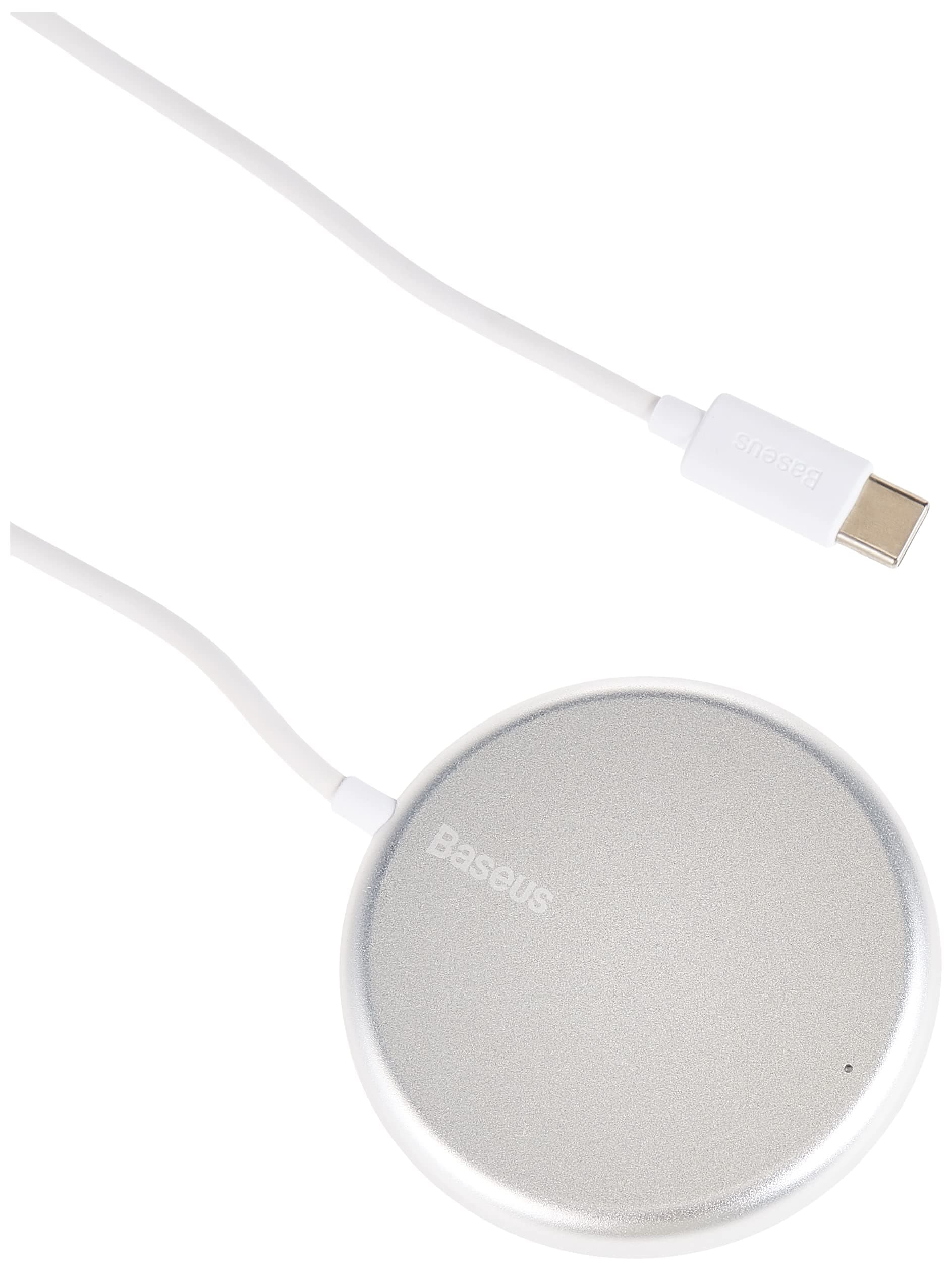 Безжично зарядно Baseus Simple Mini (WXJK-F02), от USB Type-C(м) към MagSafe, бяло