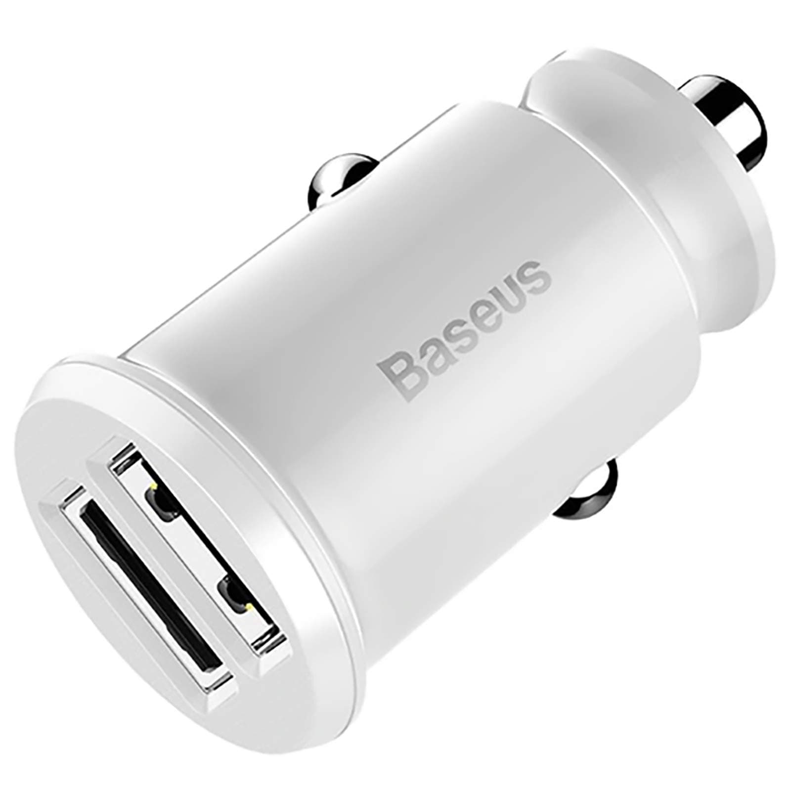 Зарядно за кола Baseus Grain, от автомобилна запалка към 2x USB A(ж), 5V, 3.1A, бяло