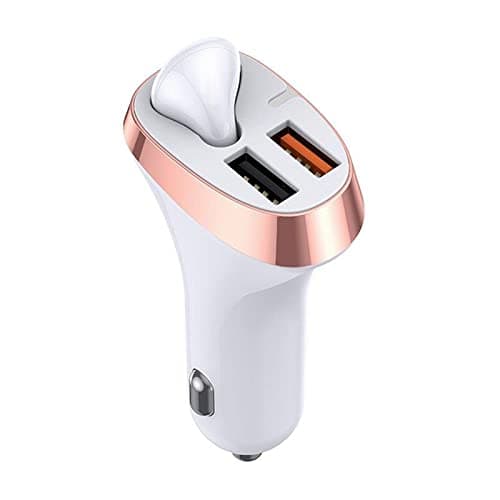 Зарядно за кола Joyroom Car Charger 2 x USB with Bluetooth Earphone 30W, от автомобилна запалка към 2x USB-A(ж), 1.5V/2.1A, със слушалка, бяло