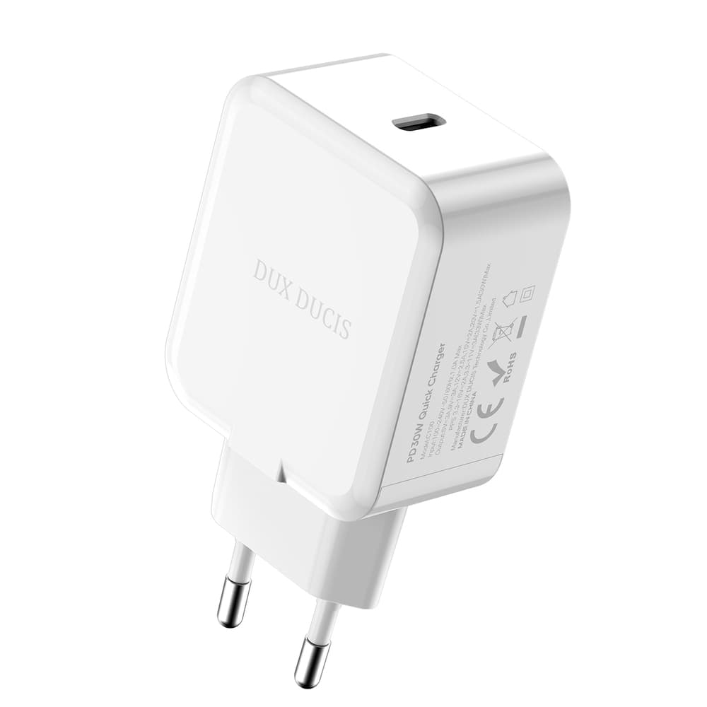 Зарядно устройство Dux Ducis C100, от контакт към 1x USB-C(ж), 20V/1.5A, 30W, черно
