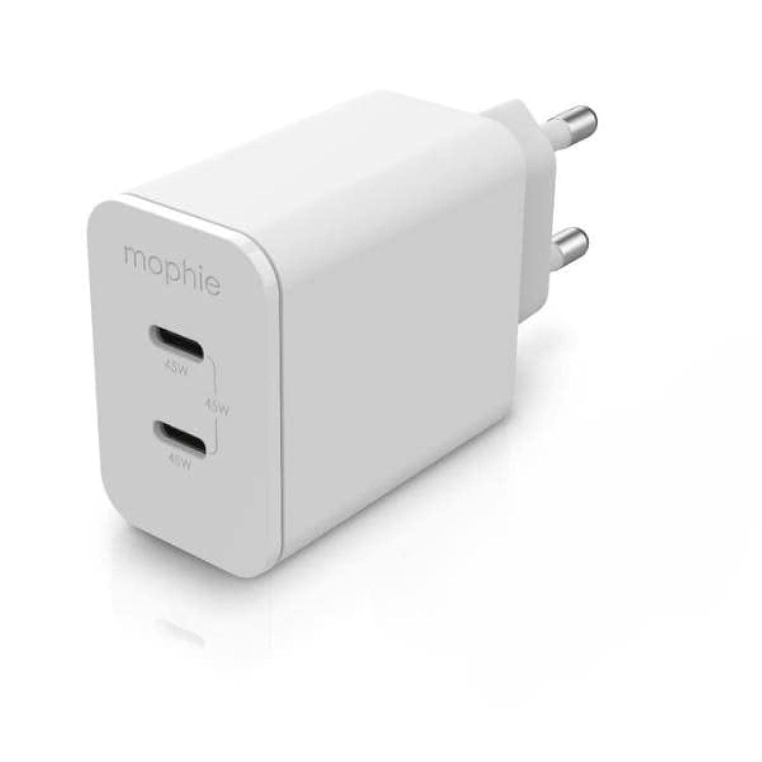 Зарядно устройство Мophie 409909299, от контакт към 2x USB-C(ж), 45W, бяло