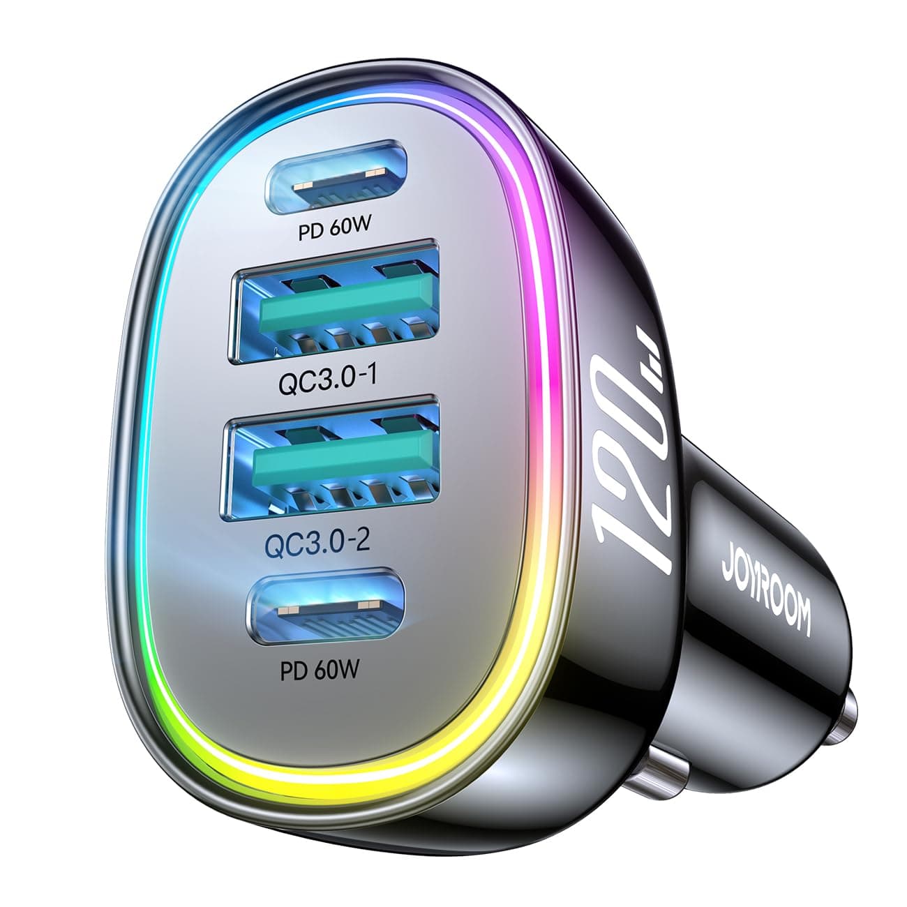 Зарядно устройство Joyroom JR-CL29, за кола, от автомобилна запалка към 2x USB-C(ж), 2x USB-A(ж), 20V/1.75A, черно, QC 3.0