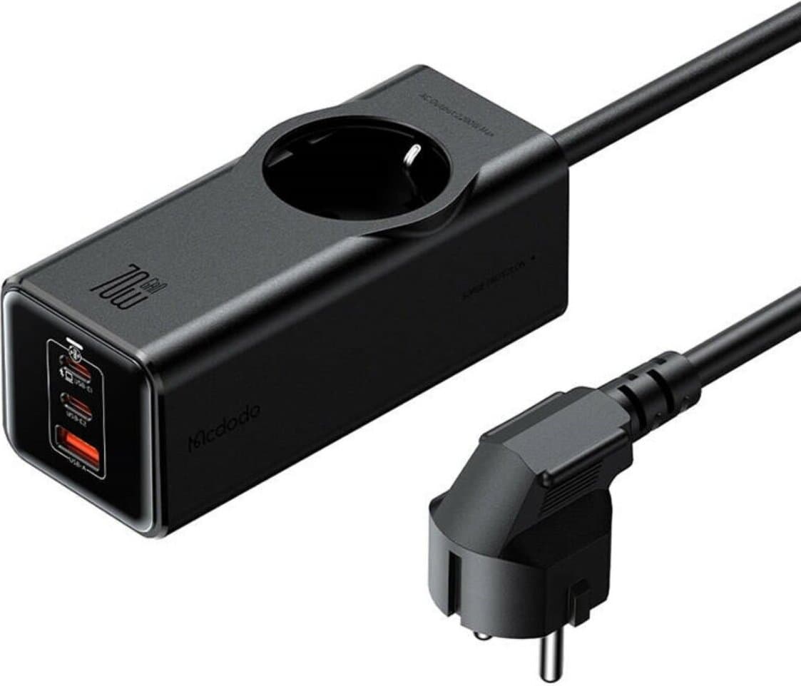 Зарядно устройство McDodo CH-4620, от контакт към 1x контакт, 2x USB-C(ж), 1x USB-A(ж), 20V/3.5A, черно, 70W