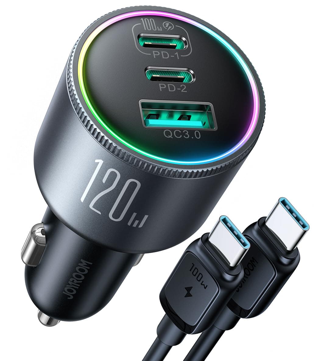 Зарядно устройство Joyroom JR-CCN07, за кола, от автомобилна запалка към 2x USB-C(ж), 1x USB-A(ж), 20V/5A, черно