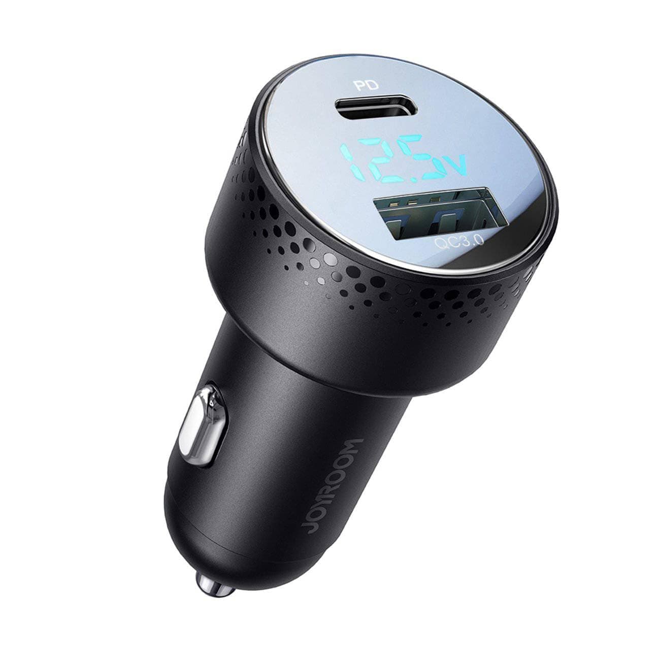 Зарядно устройство Joyroom JR-CCD01, за кола, от автомобилна запалка към 1x USB-C(ж), 1x USB-A(ж), 20V/1.75A, черно, PD 3.0