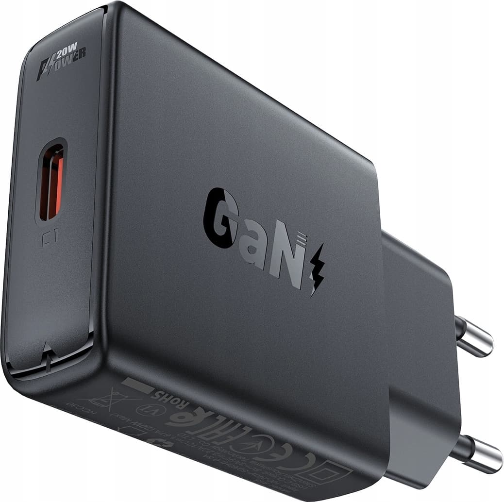 Зарядно устройство Acefast A65, от контакт към 1x USB-C(ж), 12V/1.67A, черно, QC 4+, 20W