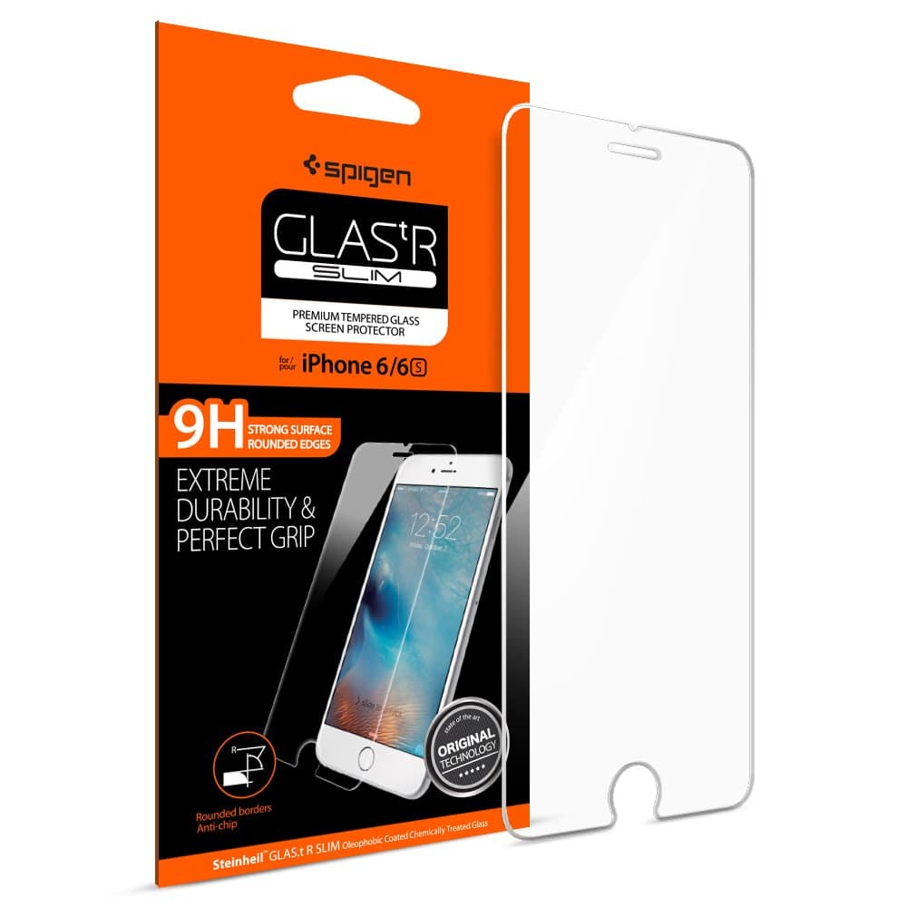 Най-висок клас стъклено защитно покритие за дисплея на iPhone 6, iPhone 6S - Spigen Oleophobic Coated Tempered Glass GLAS.tR SLIM 3D Touch