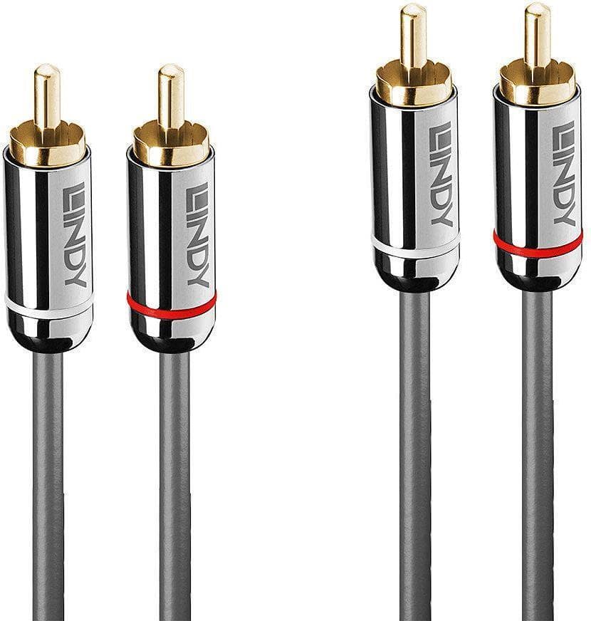 Кабел Lindy LNY-35346, от 2x RCA чинч(m) към 2x RCA чинч(m), 2m, сив