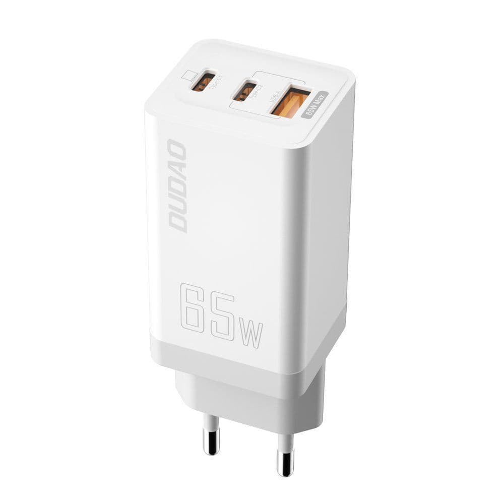 Зарядно устройство Dudao A7XS, от контакт към 2x USB-C(ж), 1x USB-A(ж), 20V/3.25A, бяло, 65W, PD 3.0