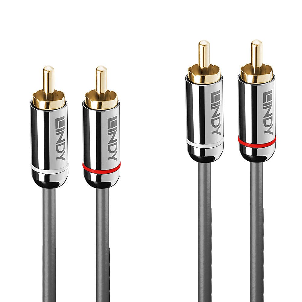 Кабел Lindy LNY-35347, от 2x RCA чинч(m) към 2x RCA чинч(m), 3m, сив