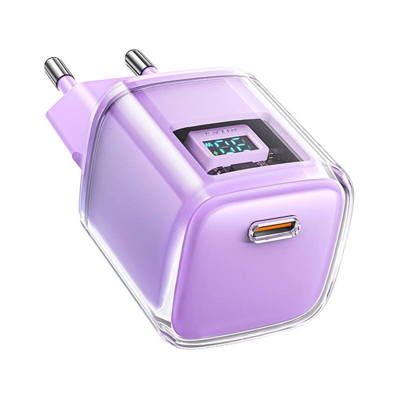 Зарядно устройство Acefast A53, от контакт към USB C(ж), 30W, лилаво