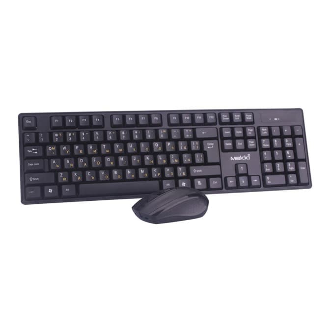 Комплект клавиатура и мишка Makki KBX-008, безжични, мишка (1600 dpi), USB, черни