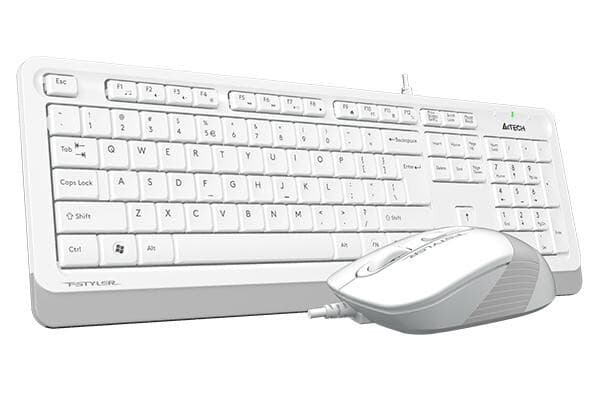 Комплект клавиатура и мишка A4Tech Fstyler F1010, мултимедийни клавиши, кирилизирана, оптична мишка (1600 dpi), USB, бели