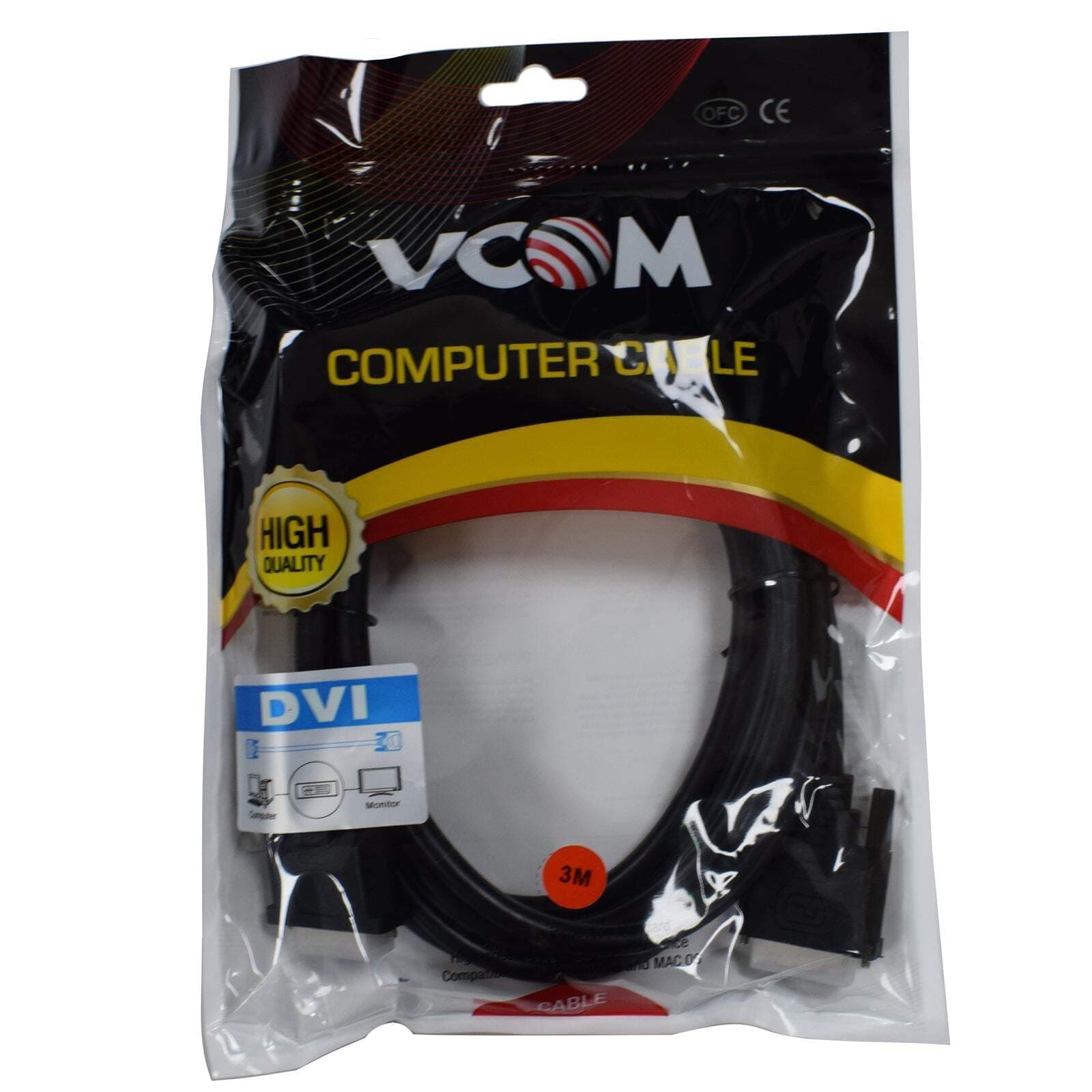Кабел VCom, от DVI(м) към DVI(м), 3m