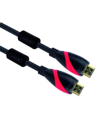 Кабел VCom CG525D, HDMI(м) към HDMI(м), 5м, черен, v1.4, позлатени накрайници, феритен
