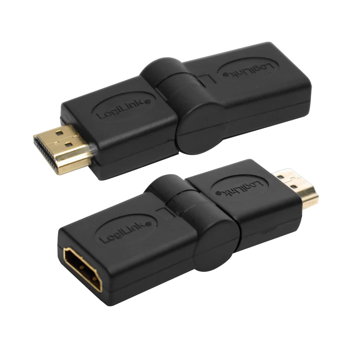 Преходник LogiLink AH0011, от HDMI(м) към HDMI(ж), въртящ се на 180°, черен