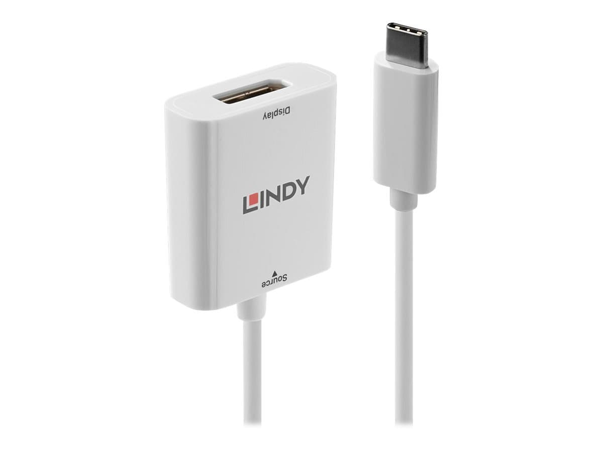 Конвертор Lindy LNY-43245, от USB Type C(м) към DisplayPort(ж), бял