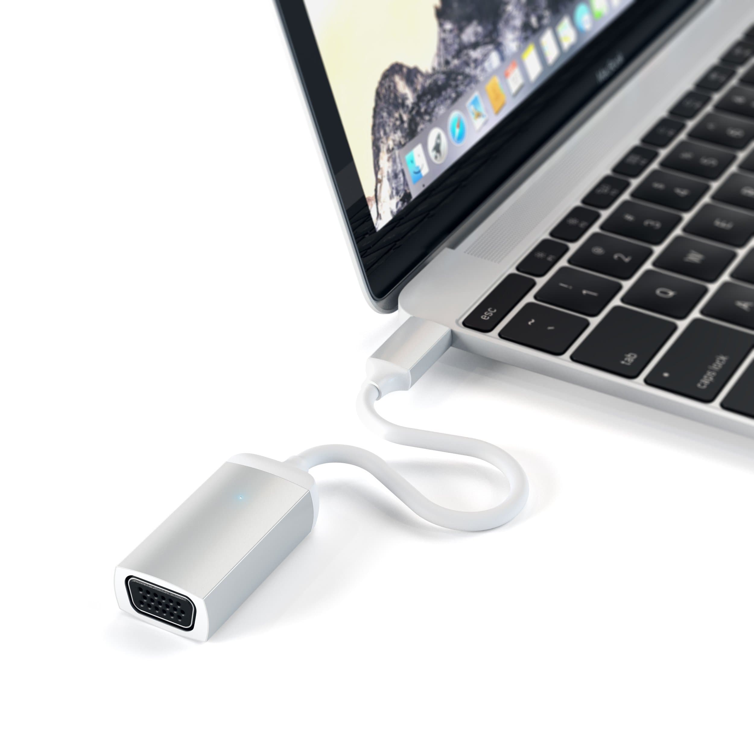 Кабел Satechi Aluminum, от USB-C(м) към VGA(ж), 9cm, сив