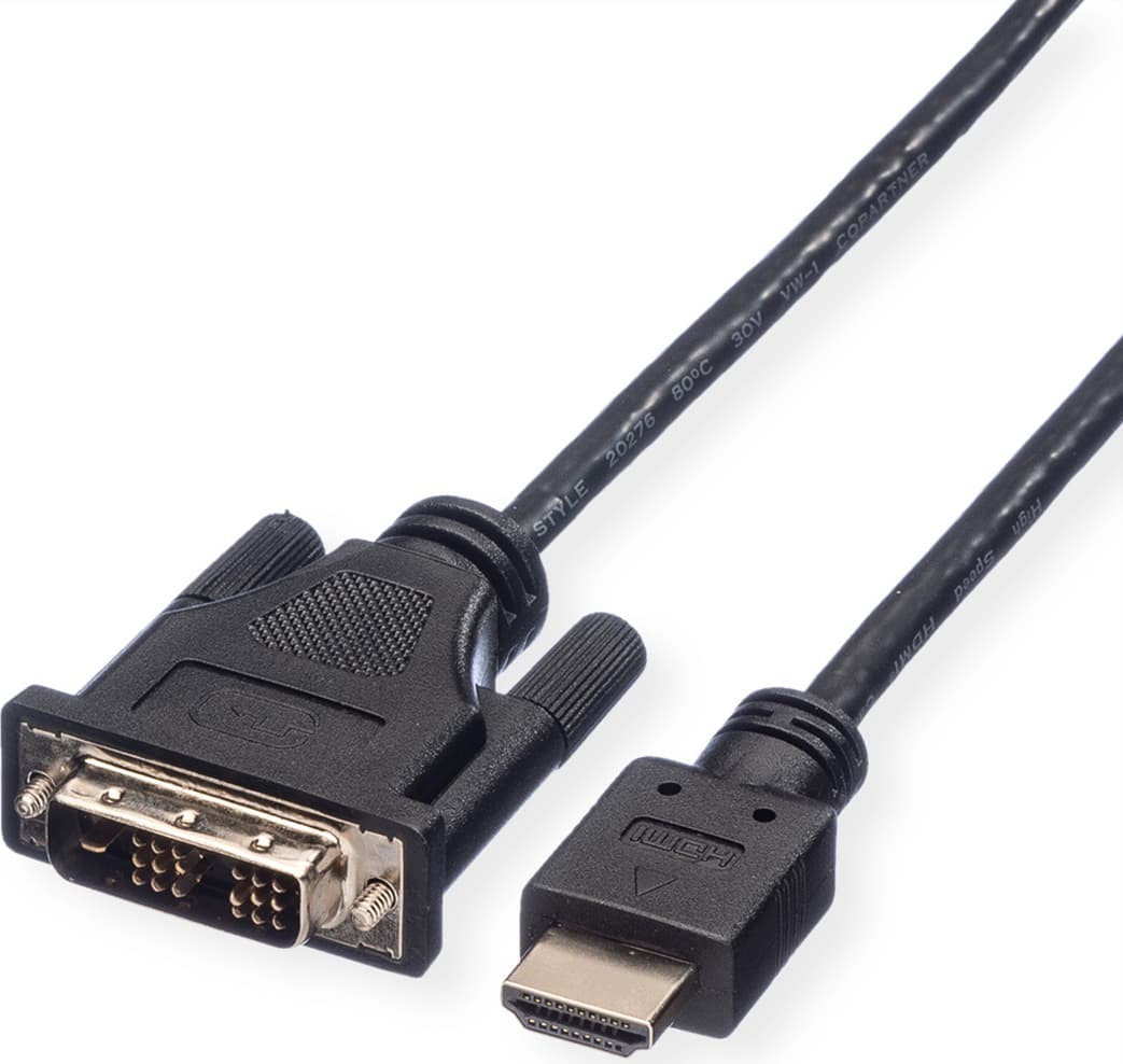 Кабел Roline 11.04.5532 от HDMI(м) към DVI-D(м), 3m, черен