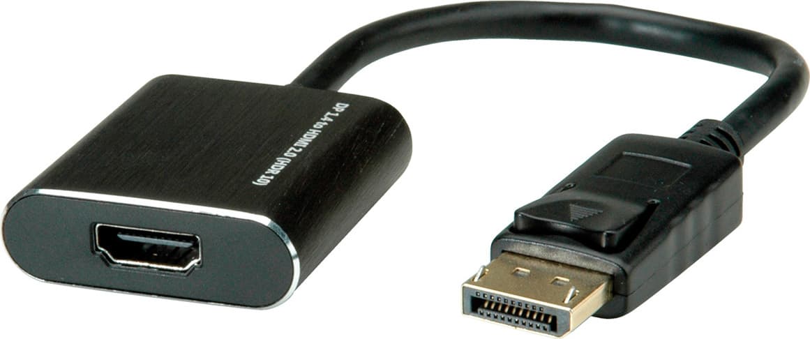 Адаптер Roline 12.03.3164, от DisplayPort(м) към HDMI(ж), 3840x2160 @60Hz, HDR10, черен