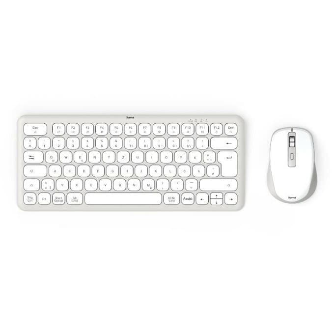 Комплект клавиатура и мишка Hama WKM-500, безжични, 1600dpi, Bluetooth, USB, Кирилизирана, бели