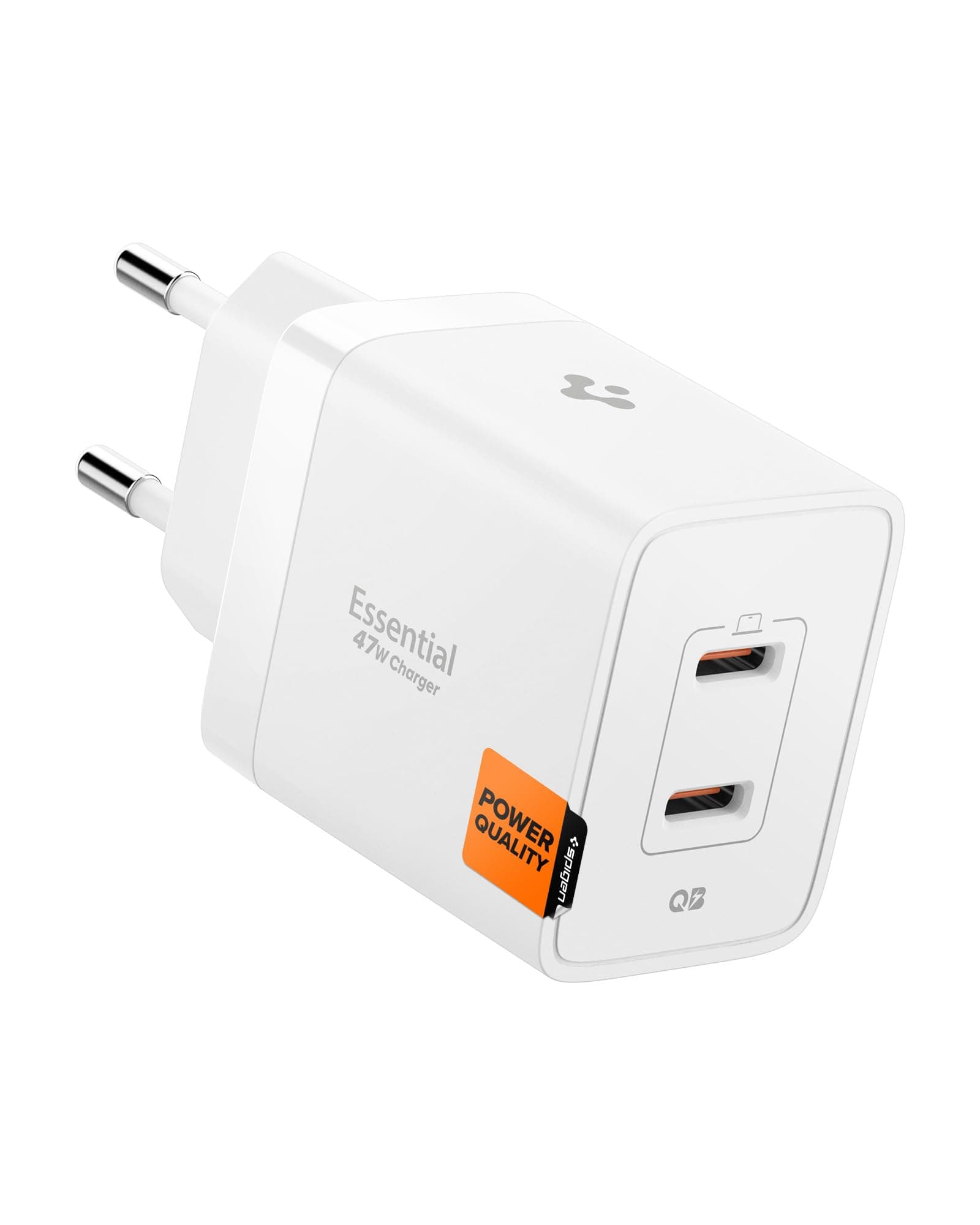 Захранване за ел. мрежа с 2xUSB-C PD изходи с технология за бързо зареждане (бял) - Spigen ArcStation Essential Dual USB-C Wall Charger 47W (white)