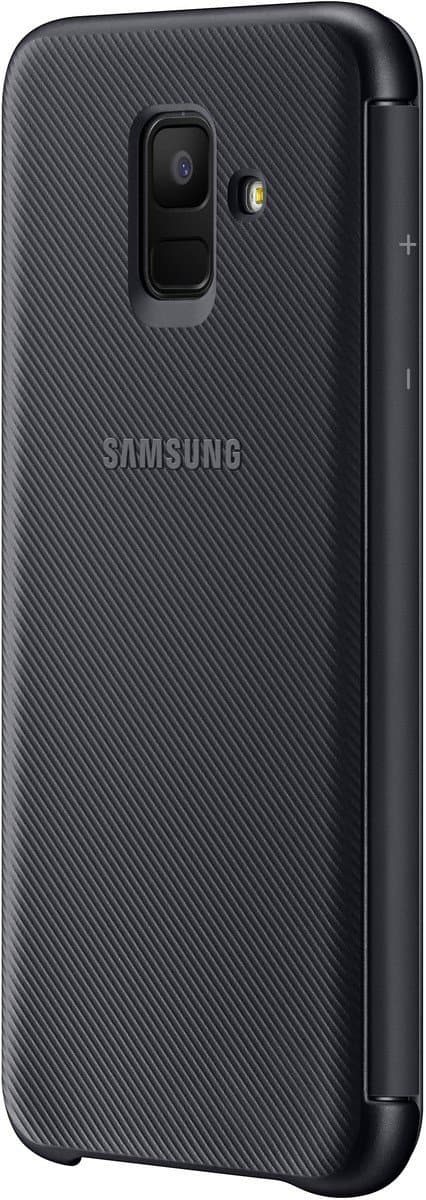 Калъф за Samsung Galaxy A6 (2018), тип портфейл, еко кожа, Samsung Flip Wallet Cover EF-WA600CBEGWW, с джоб, черен