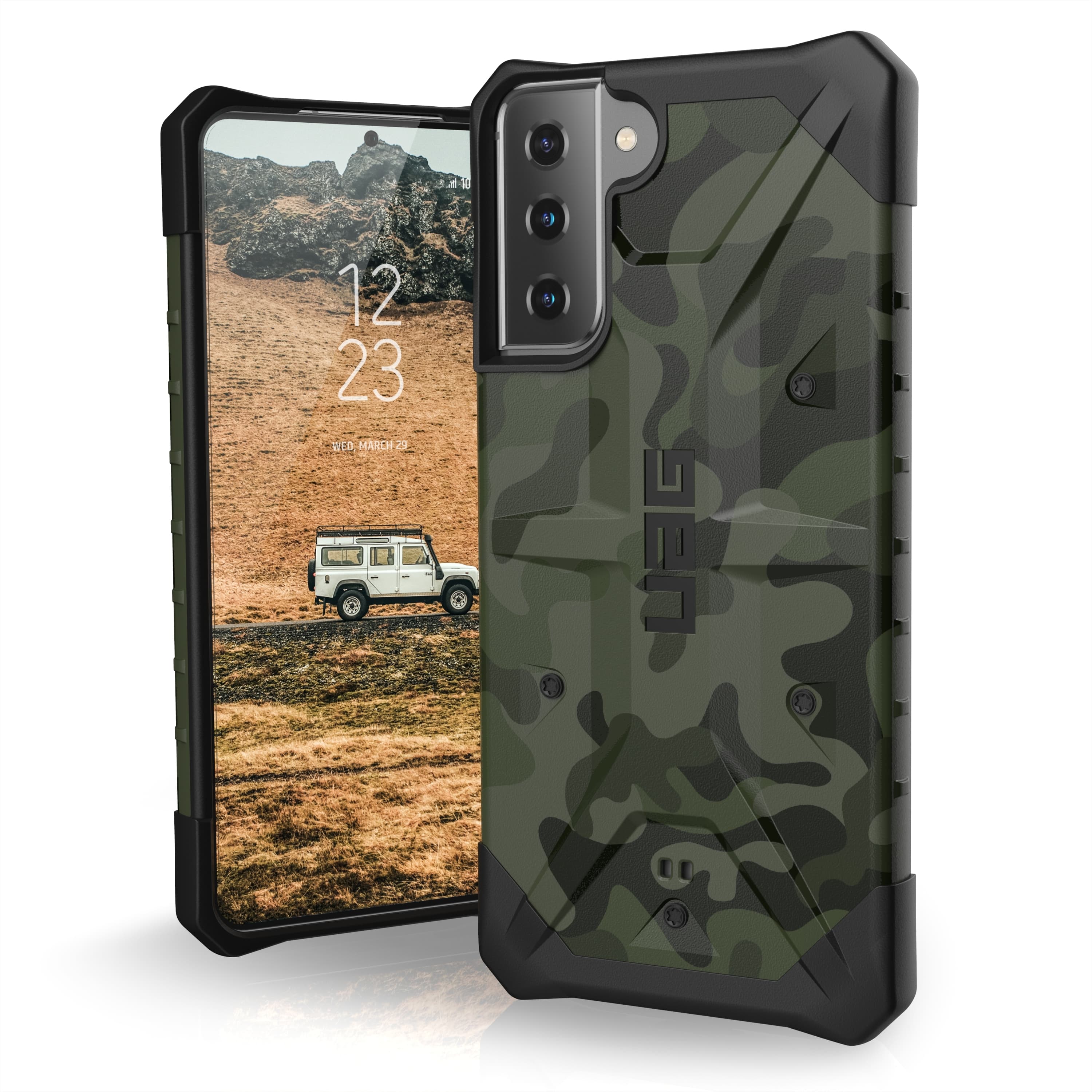 Калъф за Samsung Galaxy S21 Plus, удароустойчив, хибриден, Urban Armor Pathfinder, зелен камуфлаж
