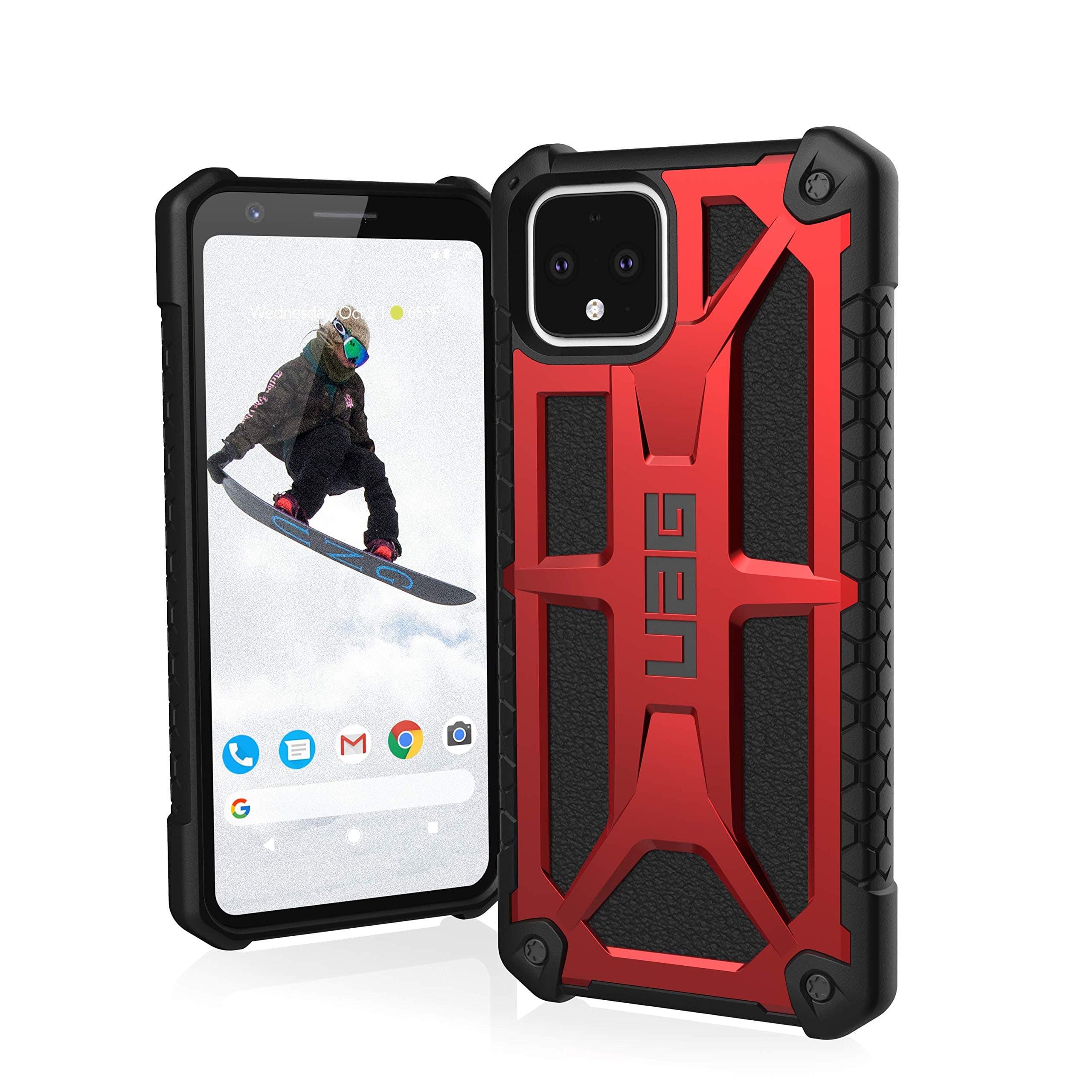 Калъф за Google Pixel 4, удароустойчив, хибриден, Urban Armor Monarch, червен