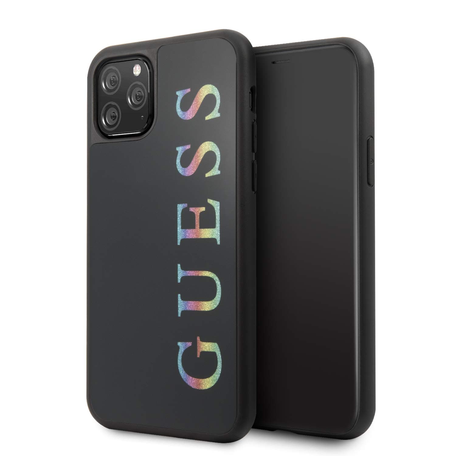 Калъф за Apple iPhone 11 Pro, хибриден, Guess Multicolor Glitter (GUHCN58LGMLBK), черен