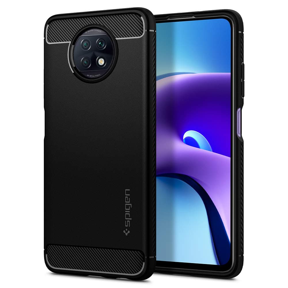 Калъф за Xiaomi Redmi Note 9T, термополиуретанов, Spigen Rugged Armor, черен