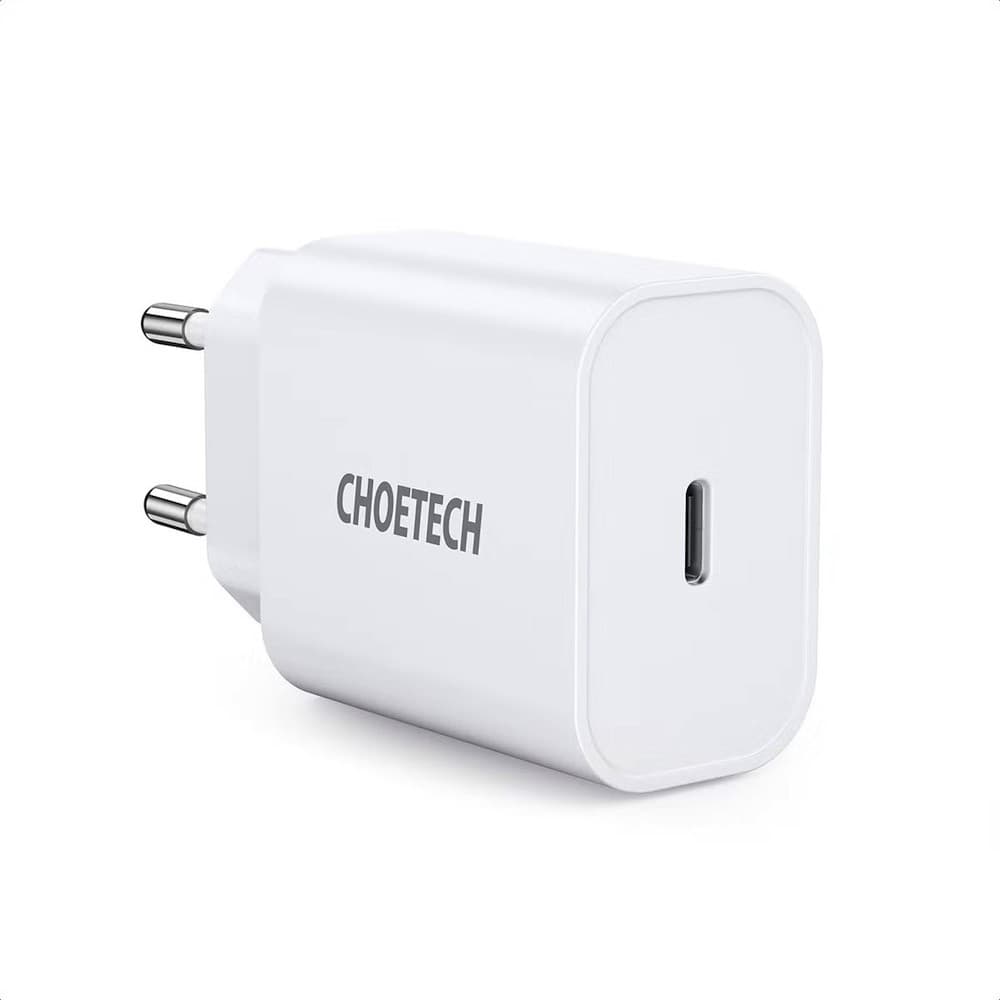 Захранване за ел. мрежа 20W с USB-C изход и технология за бързо зареждане (бял) - Choetech Wall Charger USB-C 20W PD (bulk)