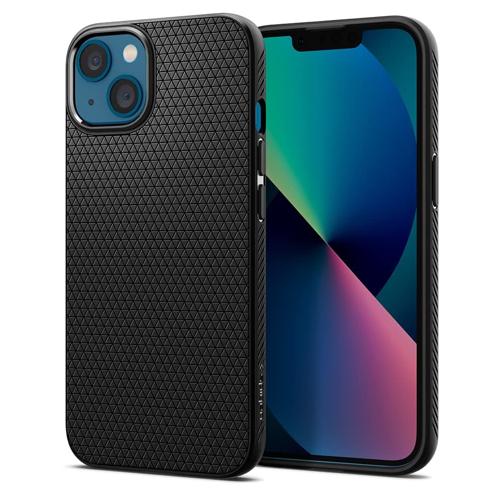 Калъф за Apple iPhone 13, термополиуретанов, Spigen Liquid Air Case (ACS03519), черен