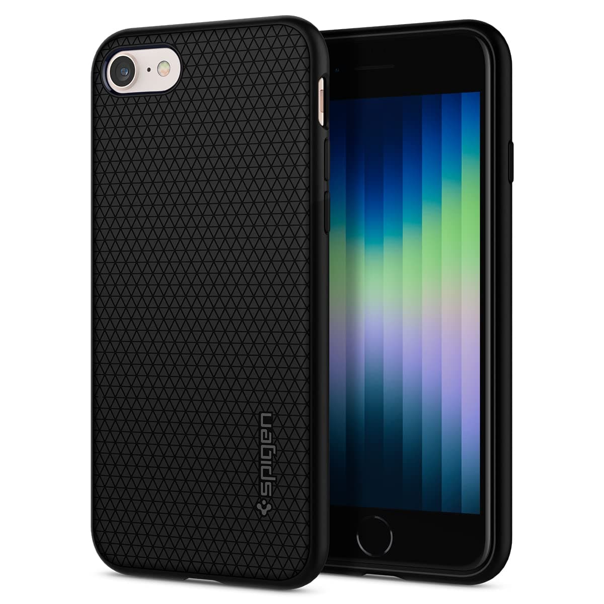 Калъф за Apple iPhone SE (2020), iPhone 8, iPhone 7, силиконов, висока степен на защита, Spigen Liquid Air Case, черен