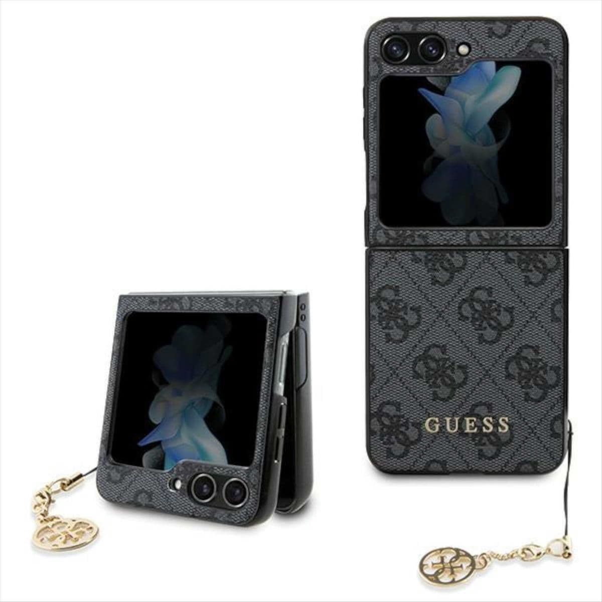Калъф за Samsung Galaxy Z Flip 5, кожен, Guess GUHCZF5GF4GGR, удароустойчив, черен
