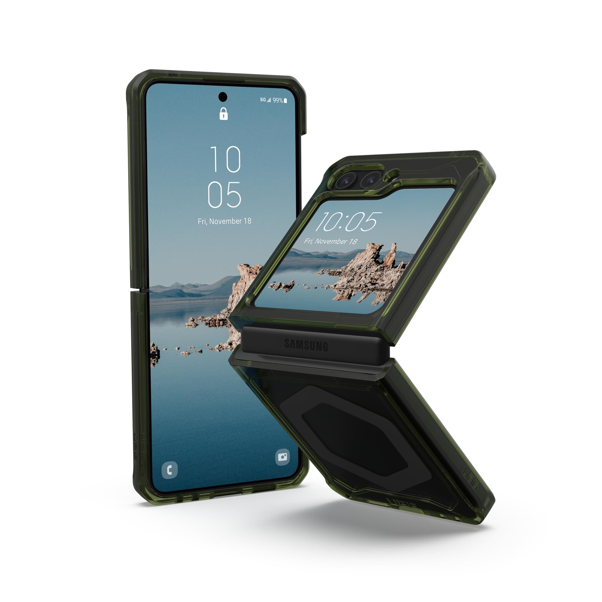 Калъф за Samsung Galaxy Z Flip 5, хибриден (термополиуретан и поликарбонат), Urban Armor Plyo MagSafe, удароустойчив, зелен