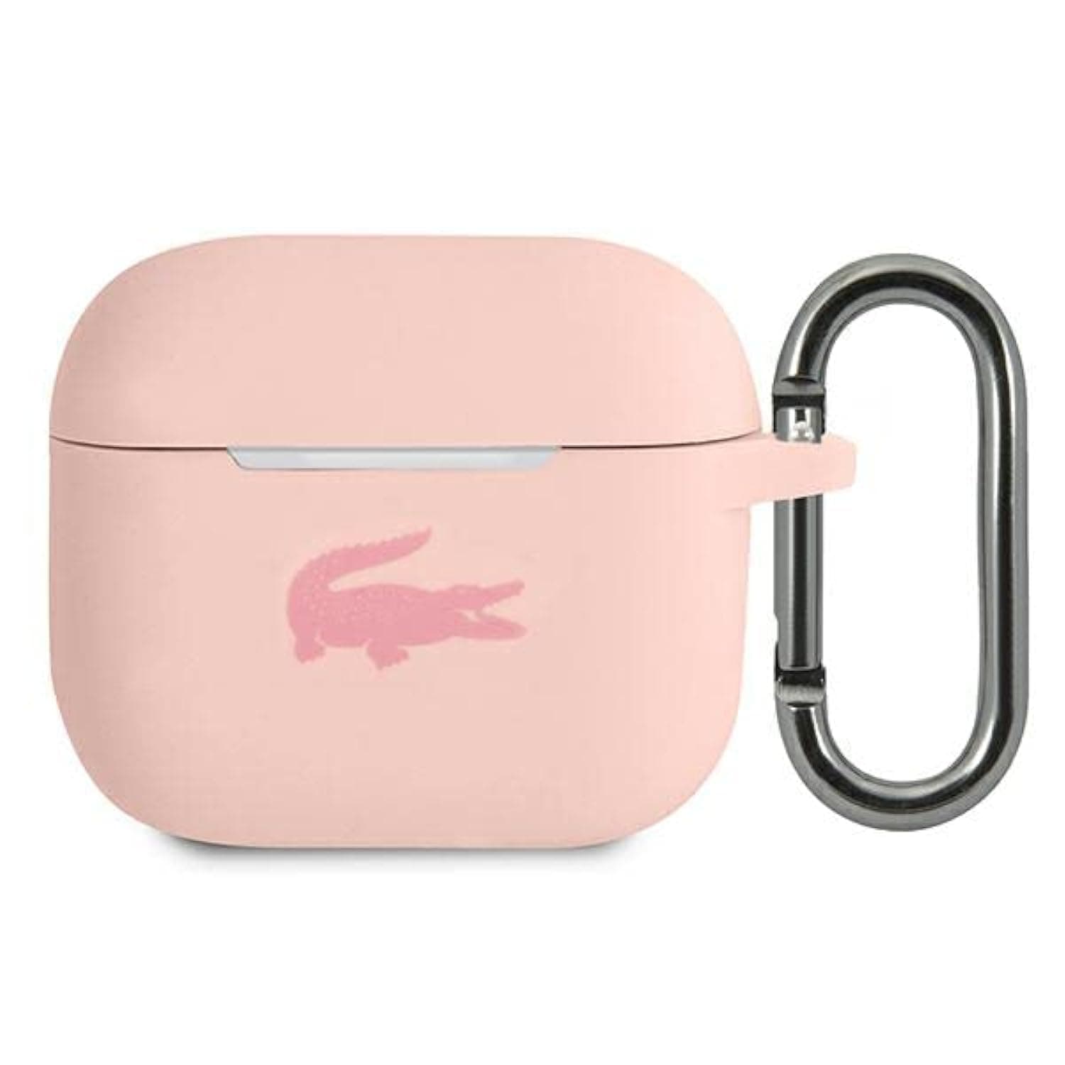 Силиконов калъф с карабинер за Apple AirPods 3 - Lacoste AirPods 3 Liquid Silicone Glossy Printing Logo Case (розов)